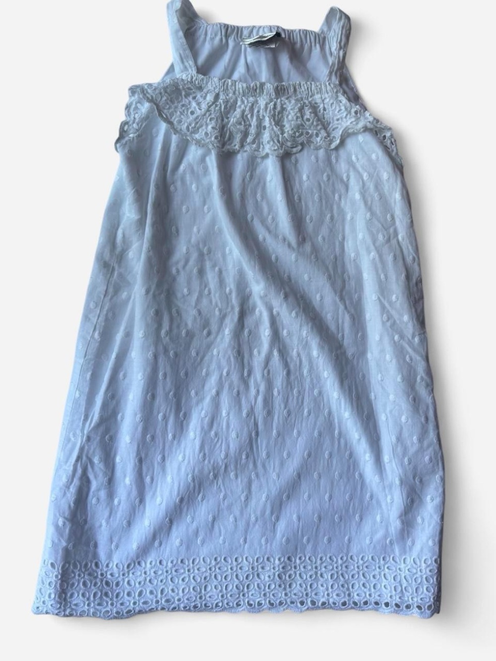 Rare editions 100% cotton girls white sundress summer cottagecore boho old money